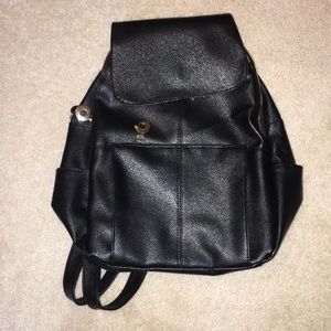 Black leather backpack